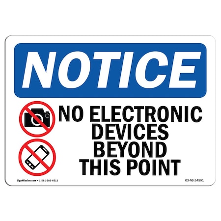 Signmission Safety Sign, OSHA Notice, 10" Height, No Electronic Devices Sign With Symbol, Portrait OS-NS-D-710-V-14502
